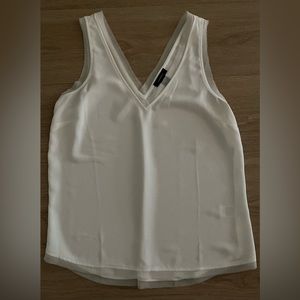 Halogen XS white tank top flowy raw edges